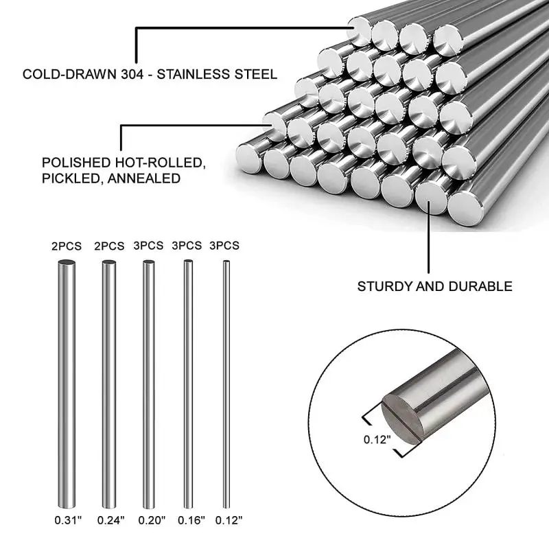 10/25Pc Stainles Steel Solid R - Linear Rod 8Mm 评论和价格
