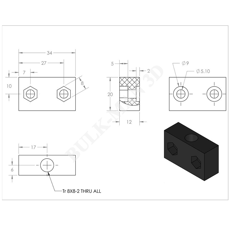 4Pcs/lot POM ACME Nut Block TR - Lead Screw 8Mm 评论和价格