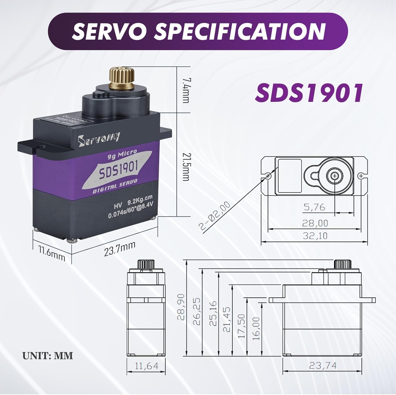 SERVOMY-SDS1901 Digital 9G Mic - Servo 9G 评论和价格
