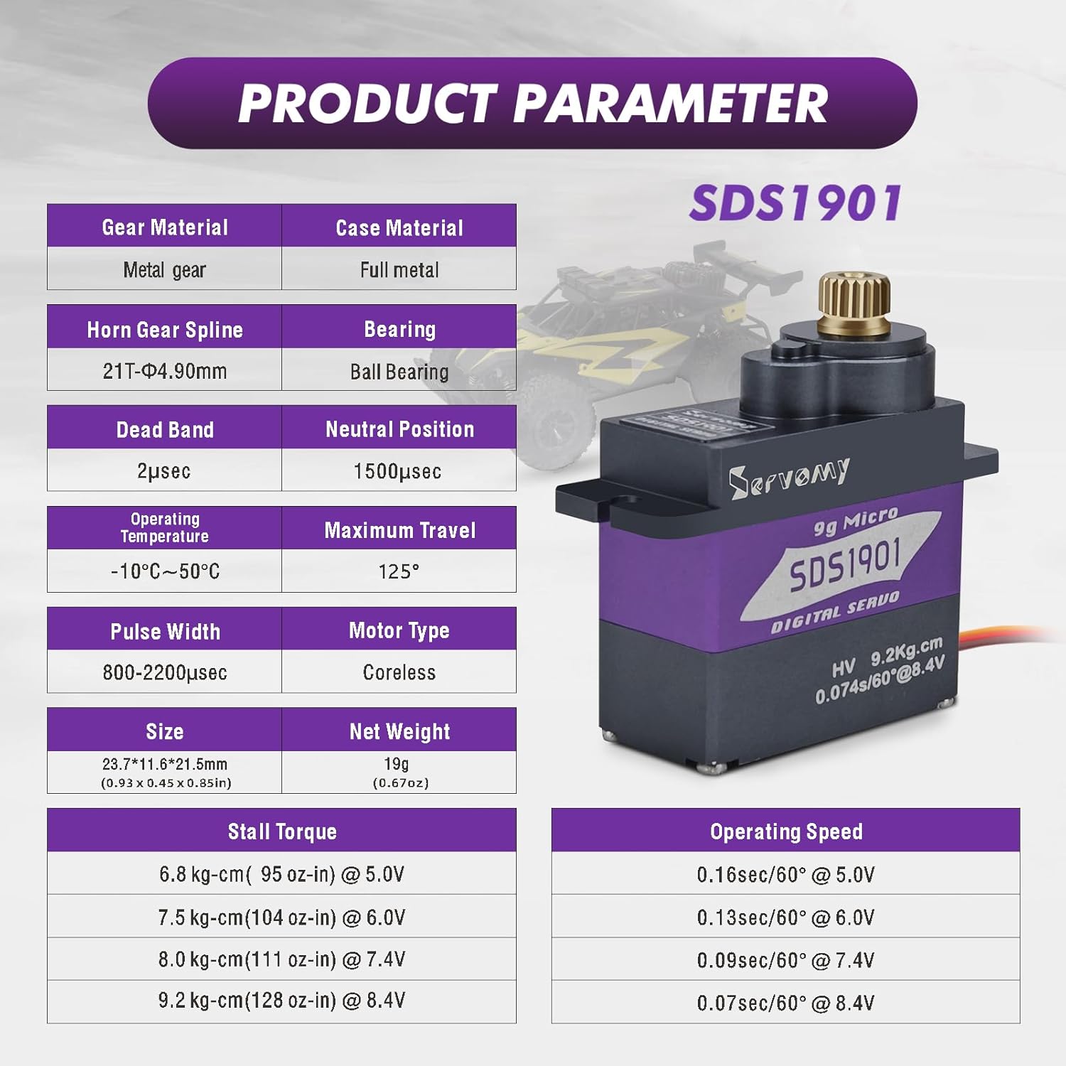 SERVOMY-SDS1901 Digital 9G Mic - Servo 9G 评论和价格